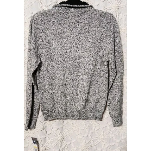 Izod Boys Quarter Zip Sweater Sz M 10 / 12 Black Ivory Preppy Schoolboy Speckled - Picture 2 of 12